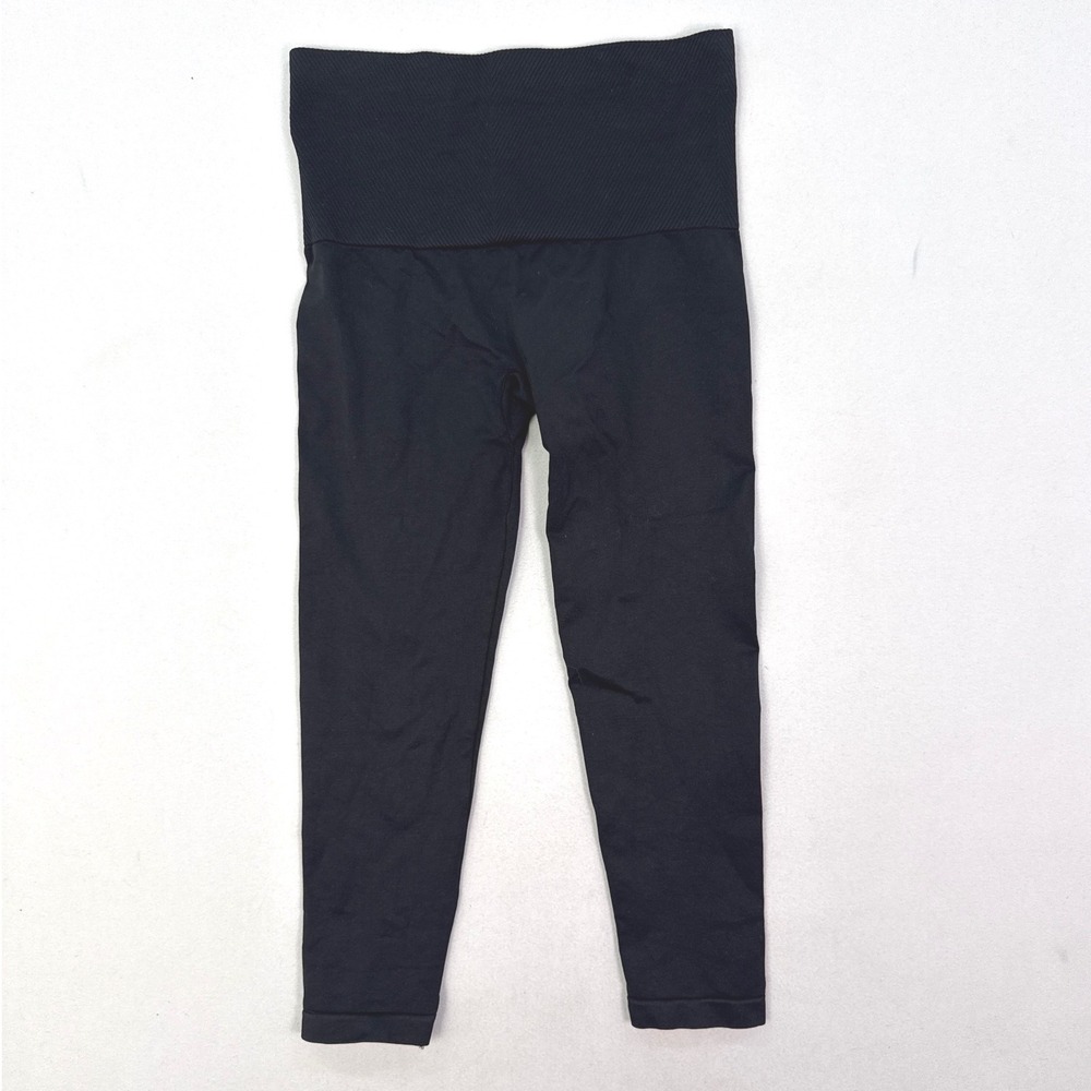 Assets by Spanx Womens Black Seamless High Waist Compression Cropped Leggings S